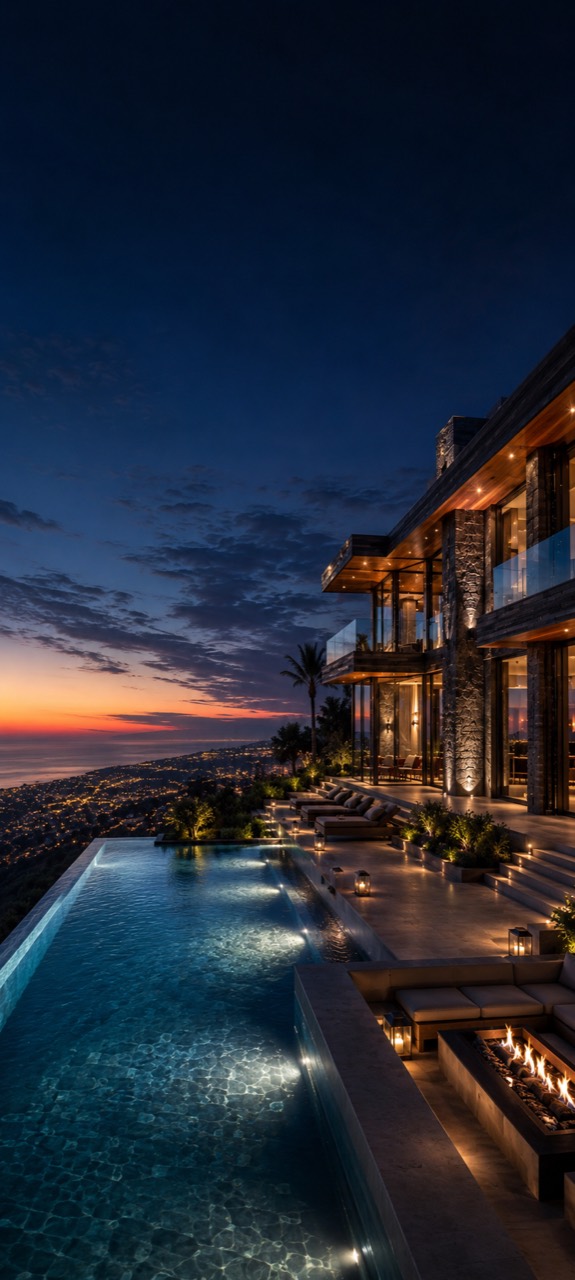 Luxury Marbella villa overlooking the Mediterranean at sunset